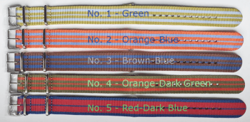 5 different Nylon bands for colorful unique concentric watches